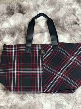 Victoria Secret Plaid Tote Bag with Black  Handles. NWT